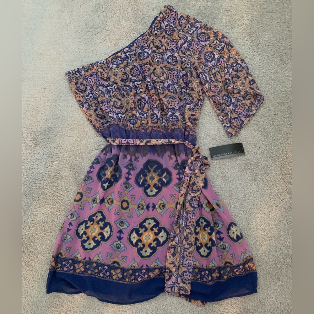 NWT Signature Studio One shoulder Mini Dress